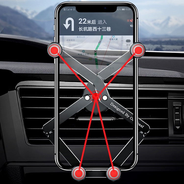 Oatsbasf 02750 Gravity Car Mobile Phone Holder In-car Navigation Buckle Bracket Air Outlet Bracket, Black, Silver, Red – Durable Build, Easy to Use