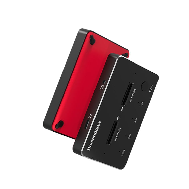 M.2 Double Disk Mobile Hard Disk Base SATA / NVME Solid State Hard Disk Box, M.2 SATA (Gray + Blue), M.2 NVME (Black + Red) – Aluminum Alloy, TPU, Non-slip M.2 NVME (Black + Red)