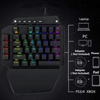 K700 44 Keys RGB Luminous Switchable Axis Gaming One-Handed Keyboard, Cable Length: 1m, Blue Shaft, Tea Shaft, Black Shaft, Red Shaft – Durable Build, Easy to Use