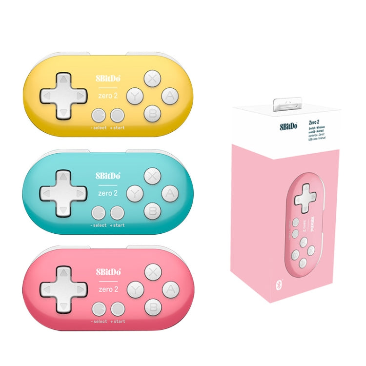 8Bitdo Zero2 Wireless Bluetooth Mini Handle For Switch / Windows / Android / MacOS / Steam / Respeberr, Yellow, Blue Green, Pink – Lanyard, Bluetooth