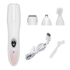 Electric 4 In 1 Epilator Ladies Household Multi-Function Water Washing Shaver, Pink, Purple Flower Pink