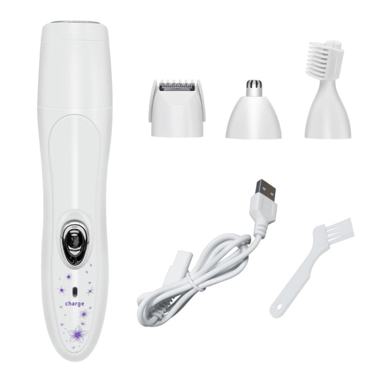 Electric 4 In 1 Epilator Ladies Household Multi-Function Water Washing Shaver, Pink, Purple Flower – Waterproof Purple Flower