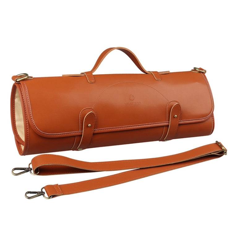 WESSLECO Chef Knife Storage Bag Portable Roll Knife Storage Bag, Portable Roll Black, WESSLECO Brown – Leather WESSLECO Brown Brown