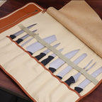 WESSLECO Chef Knife Storage Bag Portable Roll Knife Storage Bag, Portable Roll Black, WESSLECO Brown