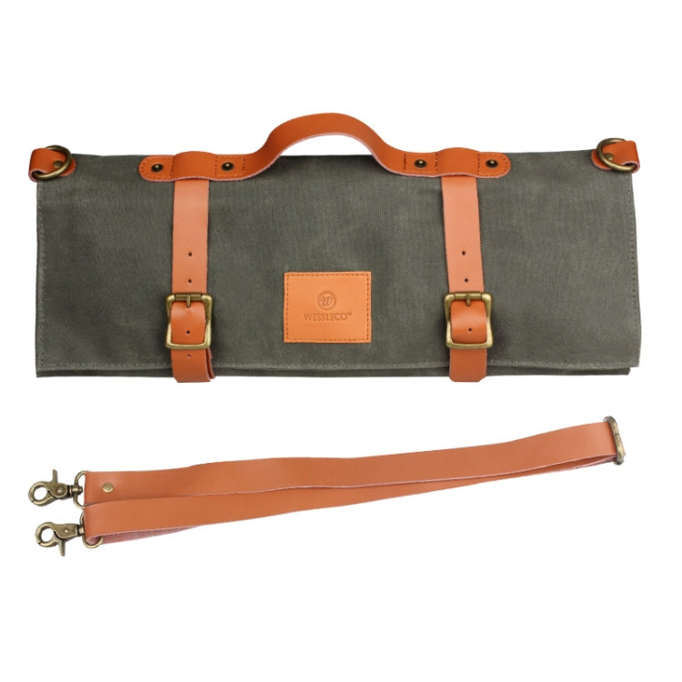 WESSLECO Canvas Roll Chef Knife Storage Bag, WESSLECO Army Green – Waterproof WESSLECO Army Green
