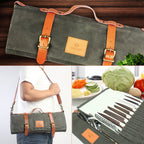 WESSLECO Canvas Roll Chef Knife Storage Bag, WESSLECO Army Green – Waterproof