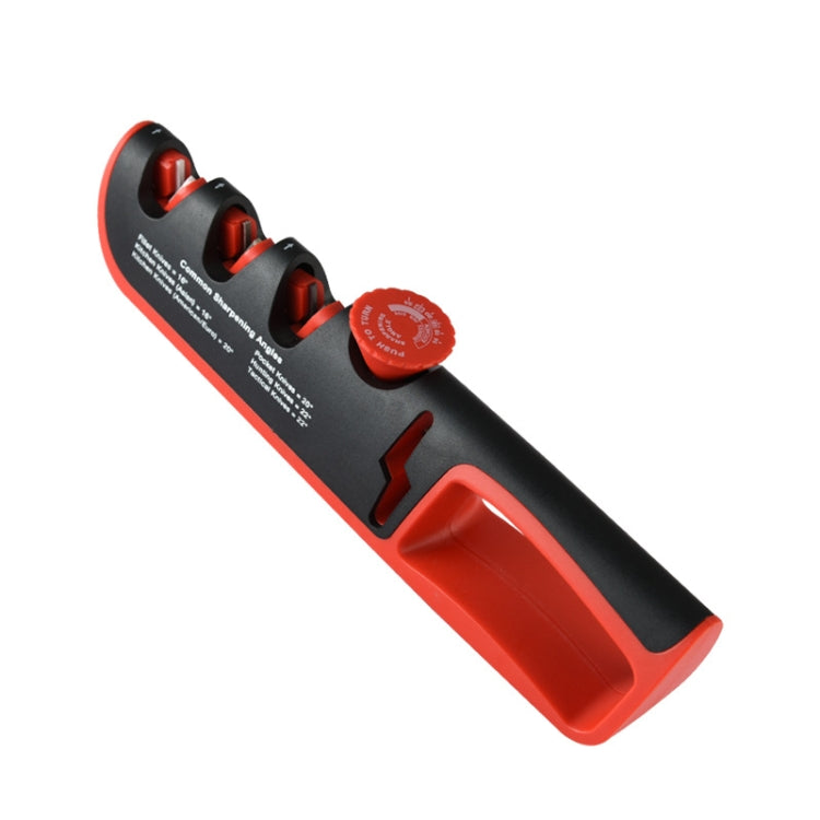 4- In-1 Adjustable Manual Knife Sharpener Multifunctional Knife Sharpener, 4 in 1 (Black Red), 4 in 1 (Gray Red) 4 in 1 (Black Red) Black Red