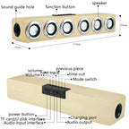 M1 Bluetooth Speaker Alarm Clock Wooden Wireless Desktop Loudspeaker, Yellow, Black – Bluetooth, TPU
