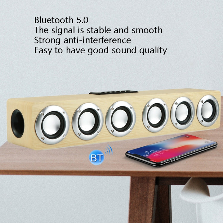 M1 Bluetooth Speaker Alarm Clock Wooden Wireless Desktop Loudspeaker, Yellow, Black – Bluetooth, TPU