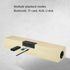 M1 Bluetooth Speaker Alarm Clock Wooden Wireless Desktop Loudspeaker, Yellow, Black – Bluetooth, TPU