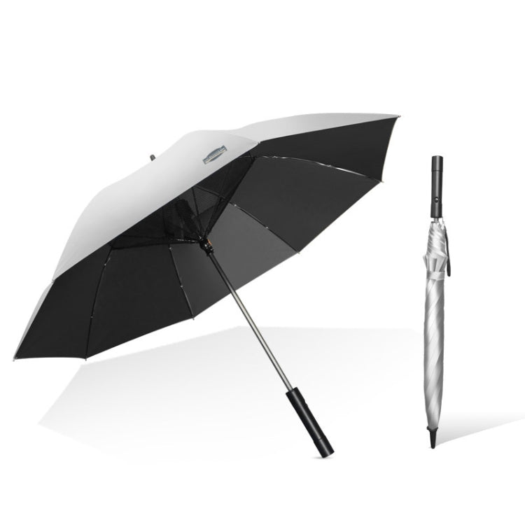 9033 Sun and Rain Dual-purpose Umbrella Multi-function Fan Titanium Silver Glue Sunscreen and UV Protection Long Handle Umbrella, Pink, Black, Ink Green – Waterproof Black
