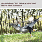 Outdoor Camping Sunshade + Anti-Mosquito Hammock Set Parachute Fabric Net Yarn Anti-Mosquito Hammock, 360x290cm Ink Green