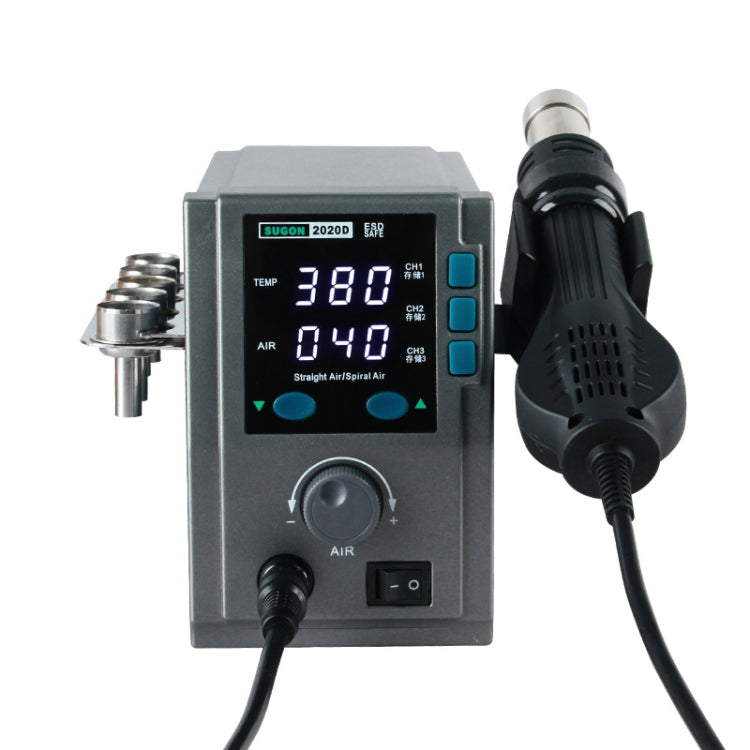 SUGON Hot Air Rework Station LED Display Temperature Adjustable Soldering Station With 5 Nozzles, EU Plug, 2020D – Magnetic 2020D