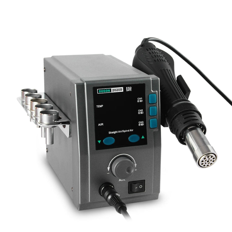 SUGON Hot Air Rework Station LED Display Temperature Adjustable Soldering Station With 5 Nozzles, EU Plug, 2020D – Magnetic