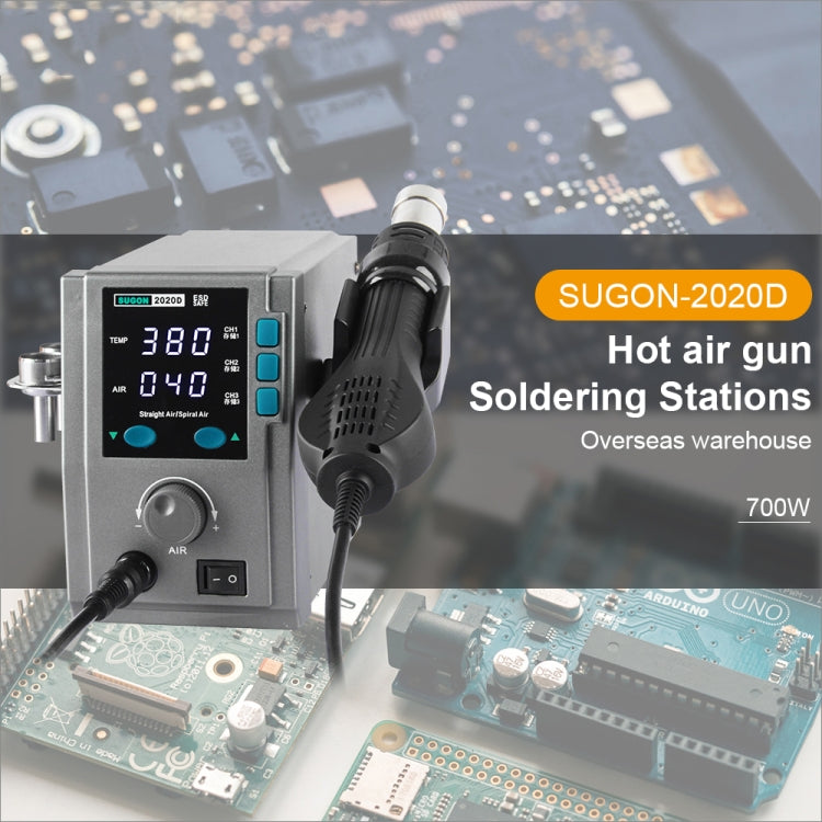 SUGON Hot Air Rework Station LED Display Temperature Adjustable Soldering Station With 5 Nozzles, EU Plug, 2020D – Magnetic