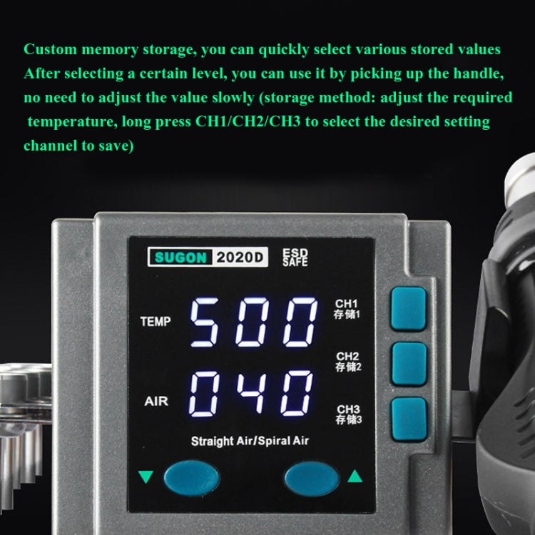 SUGON Hot Air Rework Station LED Display Temperature Adjustable Soldering Station With 5 Nozzles, EU Plug, 2020D – Magnetic