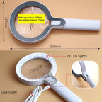 XT-8013 With 29 LED Lights 3 Gelling Touch Switch Magnifier 2 Times / 13 Times Hand-Held Magnifying Glass, XT-8013 (White+Gray), XT-8013(White+Dark Blue)