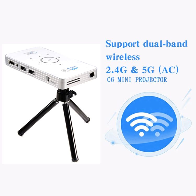 C6 1G+8G Android System Intelligent DLP HD Mini Projector Portable Home Mobile Phone Projector，, US Plug (Black), EU Plug (Black), UK Plug (Black), AU Plug (Black), US Plug (White), AU Plug (White)
