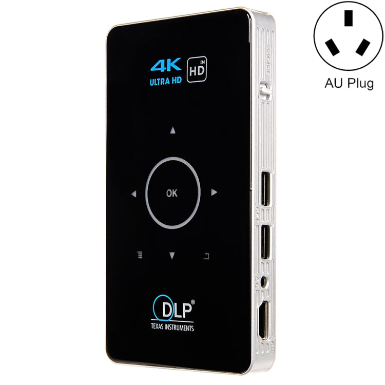C6 1G+8G Android System Intelligent DLP HD Mini Projector Portable Home Mobile Phone Projector，, US Plug (Black), EU Plug (Black), UK Plug (Black), AU Plug (Black), US Plug (White), AU Plug (White) – TPU AU Plug (Black)