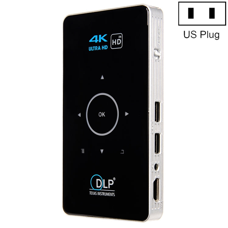 C6 2GB+32GB Android Smart DLP HD Projector Mini Wireless Projector, US Plug (Black), EU Plug (Black), UK Plug (Black), AU Plug (Black), US Plug (White), UK Plug (White), AU Plug (White) US Plug (Black)