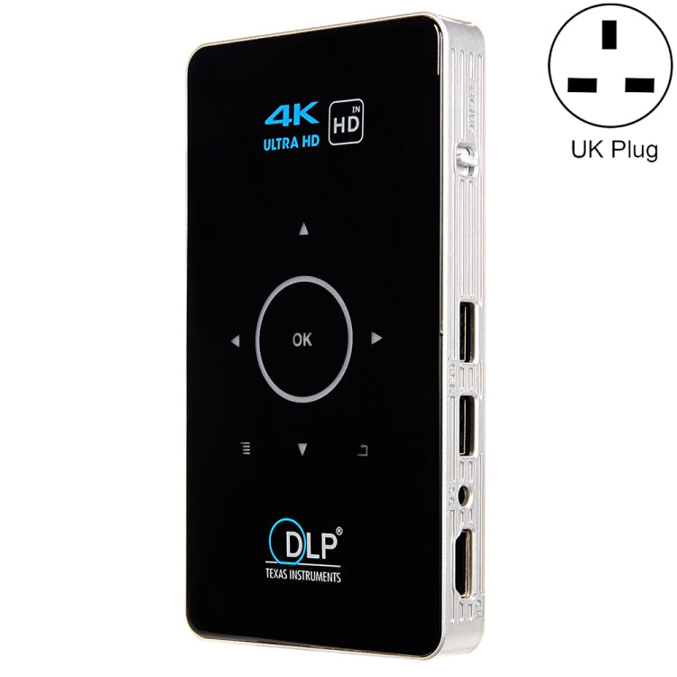 C6 2GB+32GB Android Smart DLP HD Projector Mini Wireless Projector, US Plug (Black), EU Plug (Black), UK Plug (Black), AU Plug (Black), US Plug (White), UK Plug (White), AU Plug (White) – TPU UK Plug (Black)
