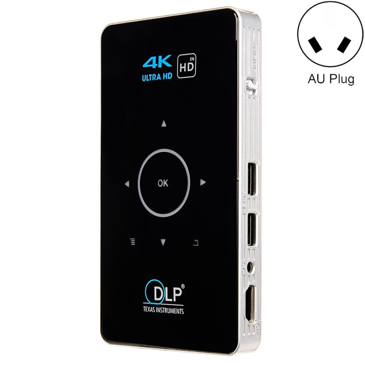 C6 2GB+32GB Android Smart DLP HD Projector Mini Wireless Projector, US Plug (Black), EU Plug (Black), UK Plug (Black), AU Plug (Black), US Plug (White), UK Plug (White), AU Plug (White) – TPU AU Plug (Black)