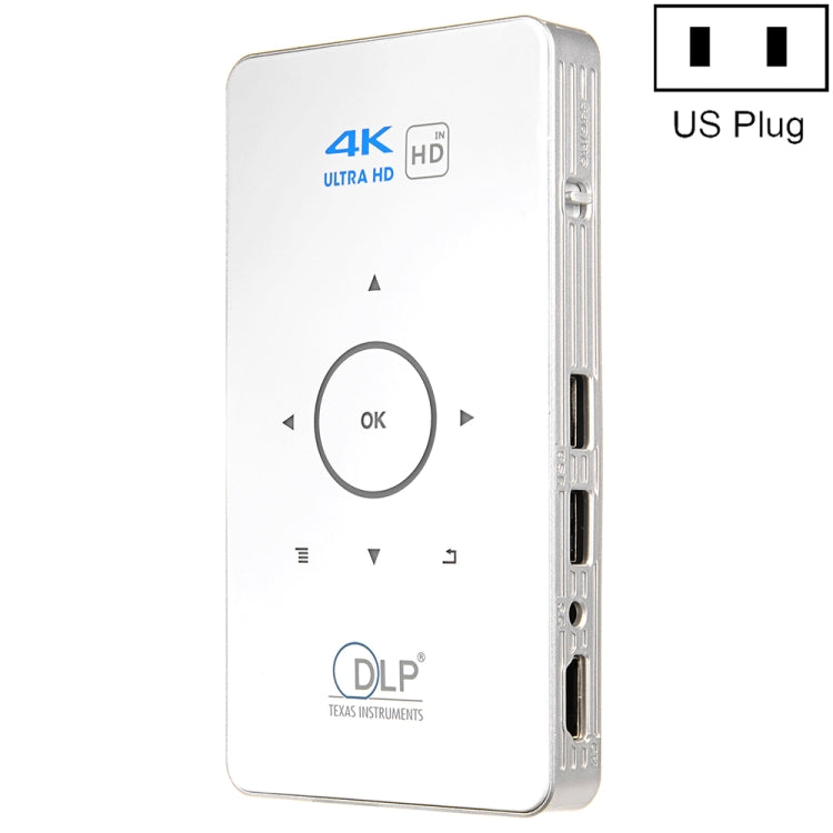 C6 2GB+32GB Android Smart DLP HD Projector Mini Wireless Projector, US Plug (Black), EU Plug (Black), UK Plug (Black), AU Plug (Black), US Plug (White), UK Plug (White), AU Plug (White) – TPU US Plug (White)