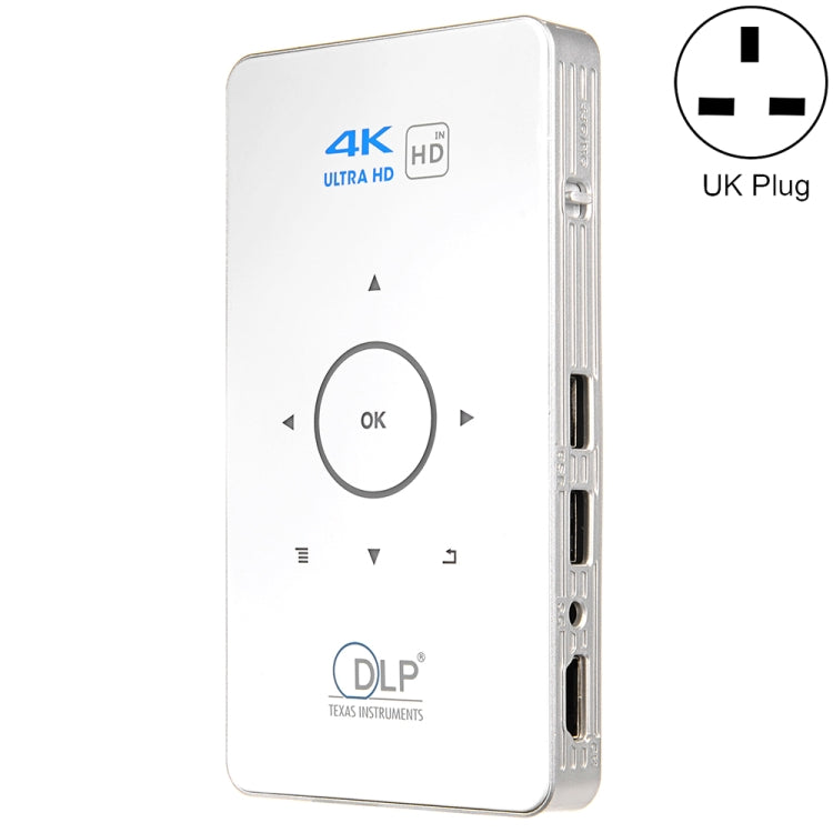 C6 2GB+32GB Android Smart DLP HD Projector Mini Wireless Projector, US Plug (Black), EU Plug (Black), UK Plug (Black), AU Plug (Black), US Plug (White), UK Plug (White), AU Plug (White) – TPU UK Plug (White)