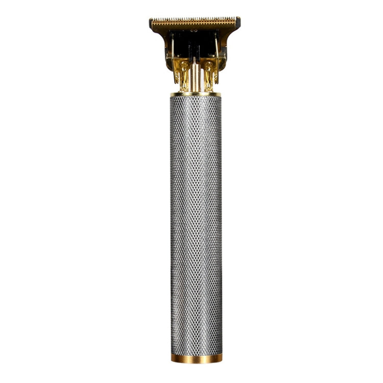 Hollow T-Shaped Steel Head Hair Trimmer USB Charging Carving Electric Hair Clipper, Steel Head (Gold), Steel Head (Silver), Steel Head (Gradient), Steel Head (Black) – Non-slip Steel Head (Silver)
