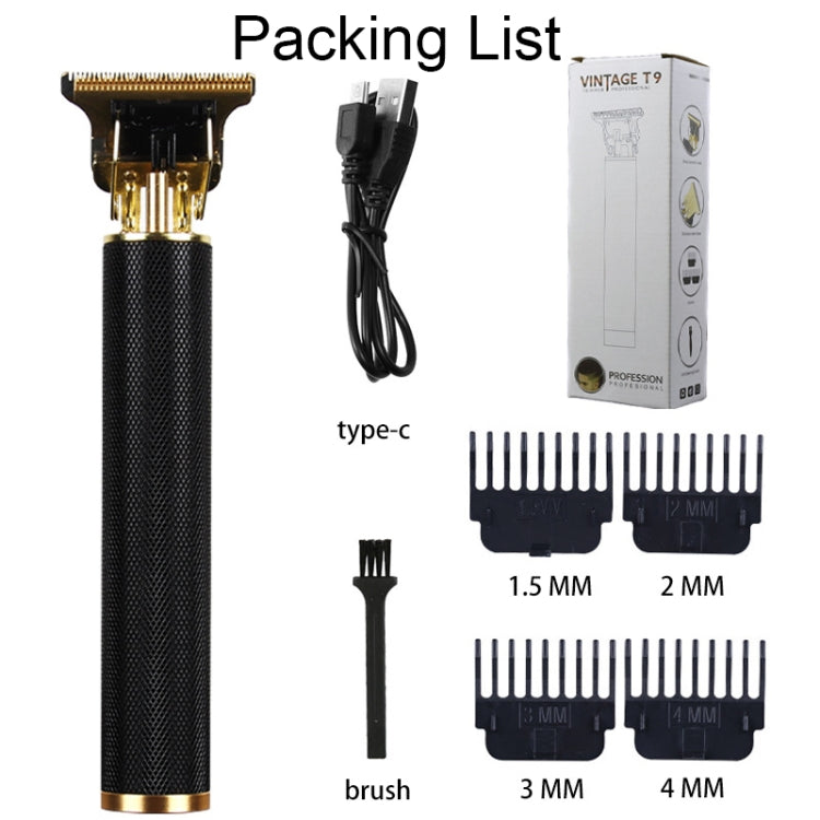 Hollow T-Shaped Steel Head Hair Trimmer USB Charging Carving Electric Hair Clipper, Steel Head (Gold), Steel Head (Silver), Steel Head (Gradient), Steel Head (Black)