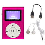 Mini Lavalier Metal MP3 Music Player with Screen, With 128M Memory Card With 128M Memory Card Pink