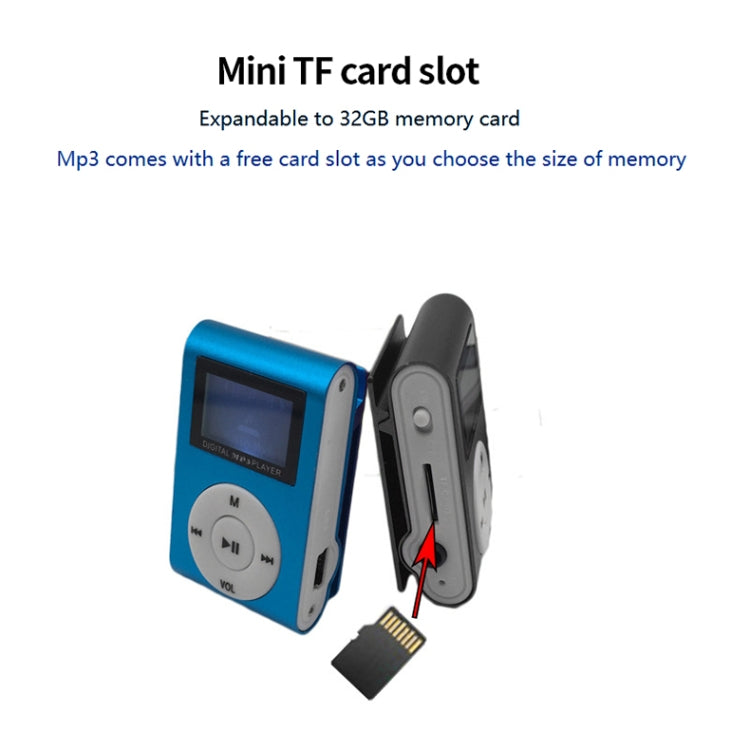 Mini Lavalier Metal MP3 Music Player with Screen, With 128M Memory Card