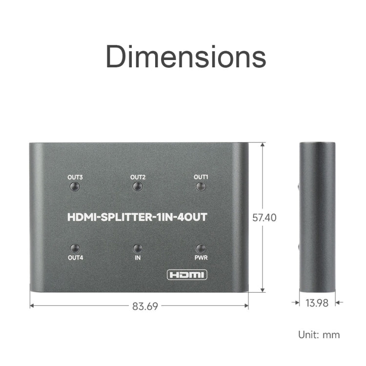 Waveshare 23738 4K HDMI Splitter, 1 In 4 Out, Share One HDMI Source, 23738 – TPU, 4K