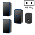 CACAZI A19 One Button Three Receivers Wireless Music Doorbell without Battery, 1 For 3 US, 1 For 3 EU, 1 For 3 UK 1 For 3 US