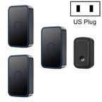 CACAZI A19 One Button Three Receivers Wireless Music Doorbell without Battery, 1 For 3 US, 1 For 3 EU, 1 For 3 UK 1 For 3 US