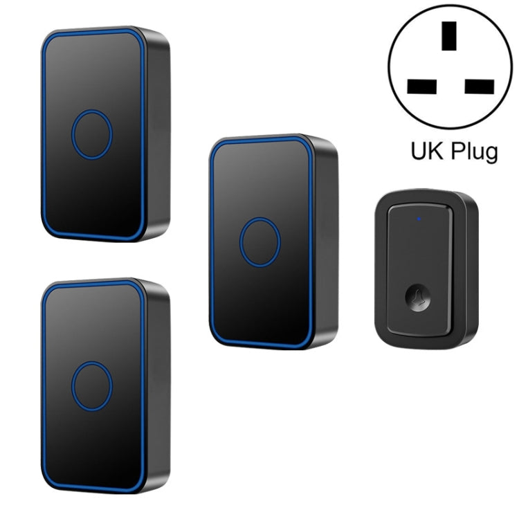 CACAZI A19 One Button Three Receivers Wireless Music Doorbell without Battery, 1 For 3 US, 1 For 3 EU, 1 For 3 UK – Durable Build, Easy to Use 1 For 3 UK