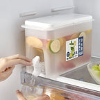 Household Cold Water Bottle With Faucet Refrigerator Fruit Teapot Summer Water Bucket, 3.5L Cold Water Bottle