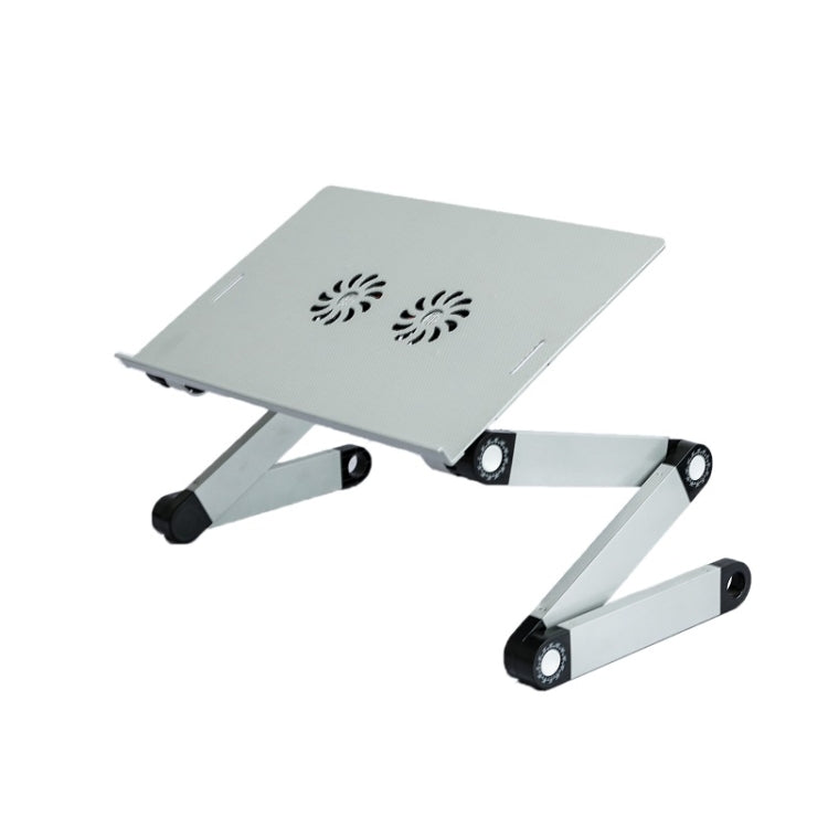 T8 Aluminum Alloy Folding & Lifting Laptop Desk Office Desk Heightening Bracket, with Mouse Board (Black), with Mouse Board (Silver), with Fan & Mouse Board (Black), with Fan & Mouse Board (Silver) – Aluminum Alloy with Fan & Mouse Board (Silver)