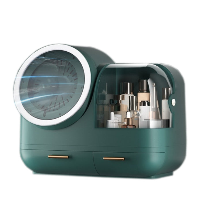 Mirror Desktop Makeup And Dustproof Drawer Storage Box With LED Light, Green LED Model, Pink LED Model, White LED Model, Green LED + Fan Model, Pink LED + Fan Model, White LED + Fan Model – Waterproof Green LED + Fan Model