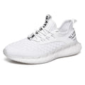 Men Lightweight Breathable Mesh Sneakers Flying Woven Casual Running Shoes, 46 46 White