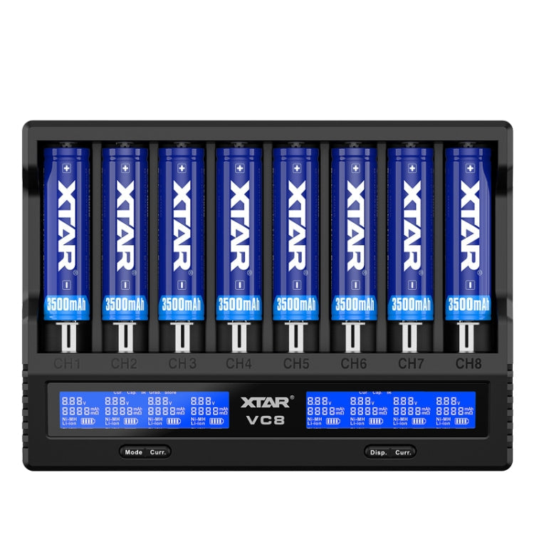XTAR 8-Slot Battery Charger LCD Display Charger QC3.0 Type C Fast Charger for 21700 / 18650 Battery, VC8 – Durable Build, Easy to Use