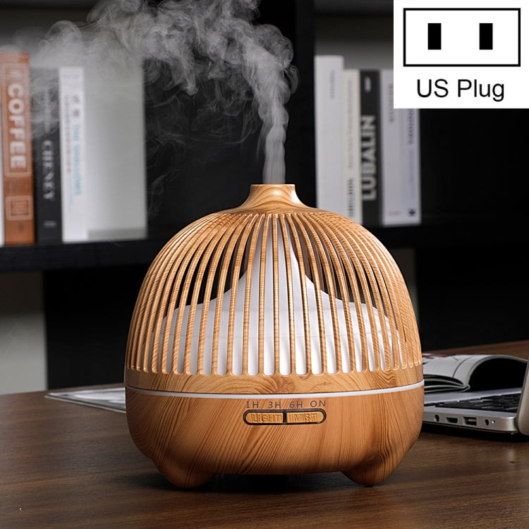 Bird Cage Wood Graphic Aromatherapy Machine Ultrasonic Smart Home Colorful Night Light Hollow Humidifier, US Plug, EU Plug, AU Plug, UK Plug US Plug Light Wood Pattern