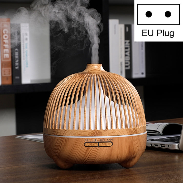 Bird Cage Wood Graphic Aromatherapy Machine Ultrasonic Smart Home Colorful Night Light Hollow Humidifier, US Plug, EU Plug, AU Plug, UK Plug – Durable Build, Easy to Use EU Plug Light Wood Pattern