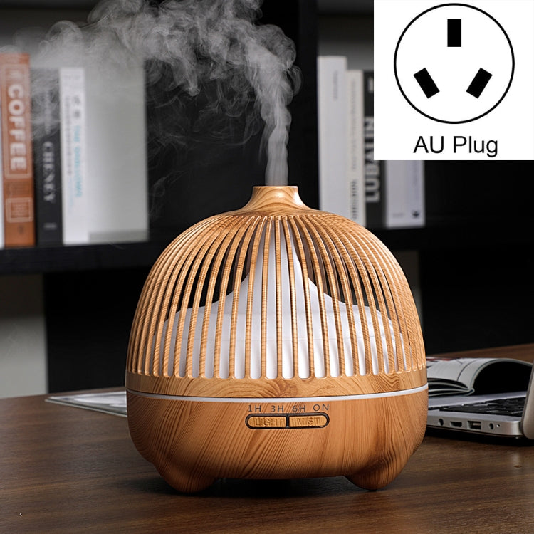 Bird Cage Wood Graphic Aromatherapy Machine Ultrasonic Smart Home Colorful Night Light Hollow Humidifier, US Plug, EU Plug, AU Plug, UK Plug – Durable Build, Easy to Use AU Plug Light Wood Pattern