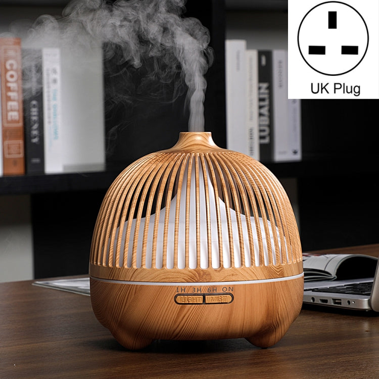 Bird Cage Wood Graphic Aromatherapy Machine Ultrasonic Smart Home Colorful Night Light Hollow Humidifier, US Plug, EU Plug, AU Plug, UK Plug – Durable Build, Easy to Use UK Plug Light Wood Pattern