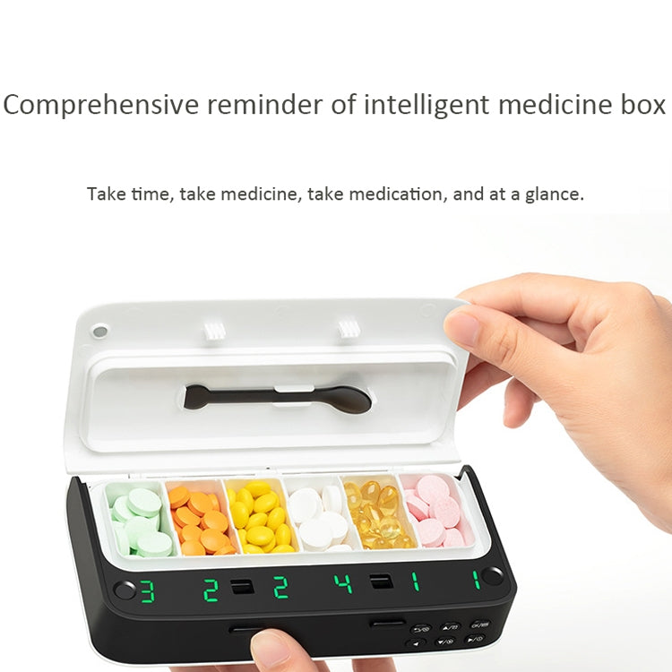 XM-ZY02 Intelligent Electronic Small Pill Box Separate Warehouse To Remind The Elderly To Take Medicine Regularly Portable Pill Box, Elegant White, Blue – Durable Build, Easy to Use