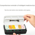 XM-ZY02 Intelligent Electronic Small Pill Box Separate Warehouse To Remind The Elderly To Take Medicine Regularly Portable Pill Box, Elegant White, Blue – Durable Build, Easy to Use