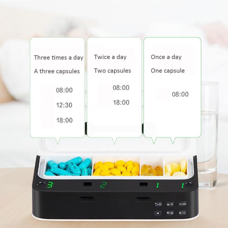 XM-ZY02 Intelligent Electronic Small Pill Box Separate Warehouse To Remind The Elderly To Take Medicine Regularly Portable Pill Box, Elegant White, Blue – Durable Build, Easy to Use