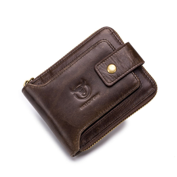 BUFF CAPTAIN 231 First Layer Cowhide Zipper Wallet Horizontal Leather Multiple-Card Thicken Album Wallet, Brown, Yellow Brown, Wise Black Brown