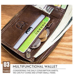 BUFF CAPTAIN 231 First Layer Cowhide Zipper Wallet Horizontal Leather Multiple-Card Thicken Album Wallet, Brown, Yellow Brown, Wise Black